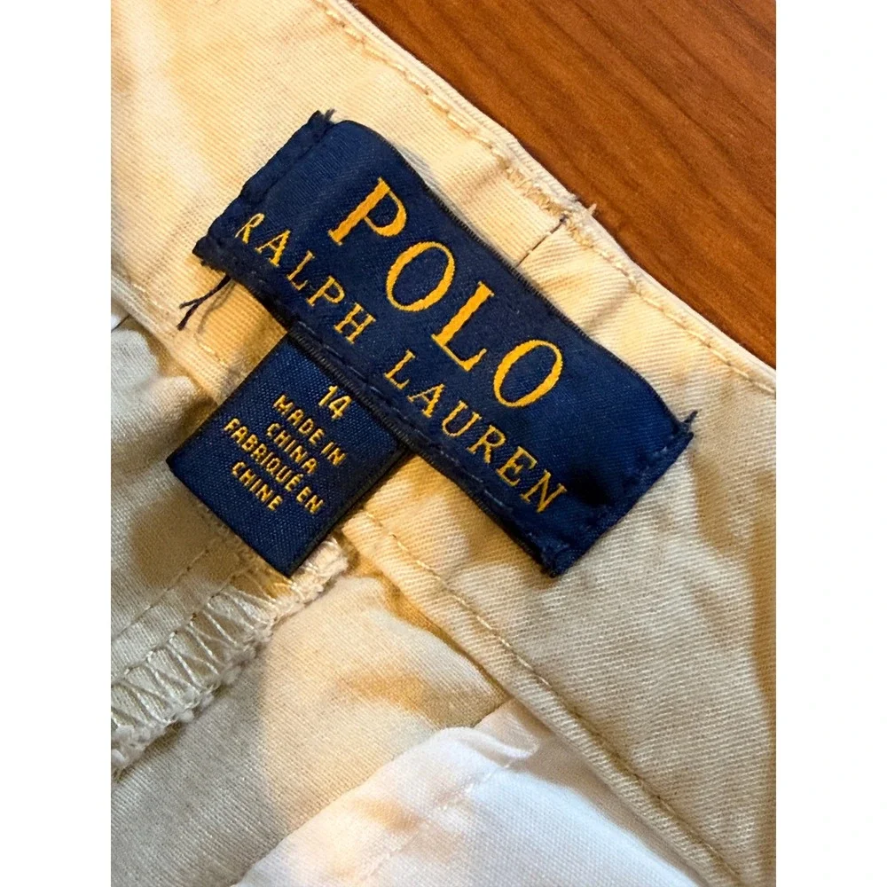 Polo Ralph Lauren Boys Khaki Chino Pants Straight Leg Tan Size 14 Cotton Twill